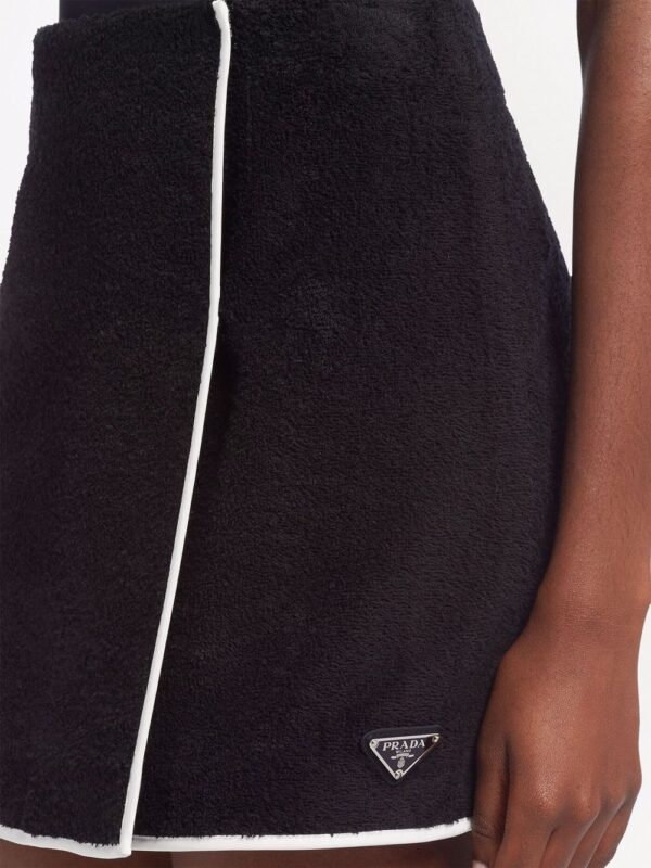 Prada  logo-plaque terry-cloth skirt - Image 4