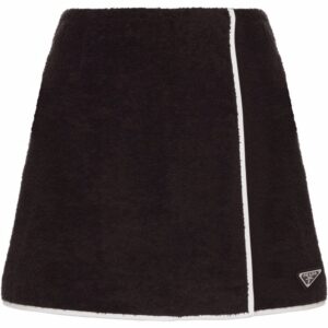 Prada  logo-plaque terry-cloth skirt