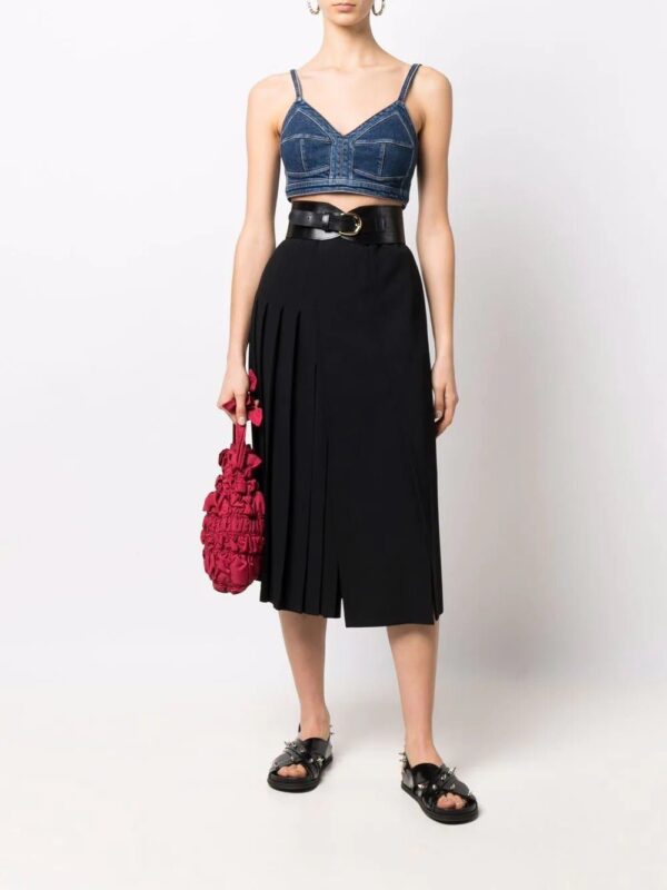 Alexander McQueen  V-neck denim crop top - Image 2