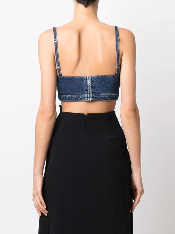 Alexander McQueen  V-neck denim crop top - Image 4