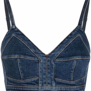 Alexander McQueen V-neck denim crop top