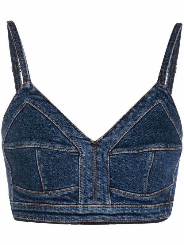 Alexander McQueen  V-neck denim crop top