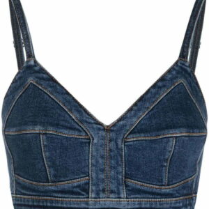 Alexander McQueen V-neck denim crop top
