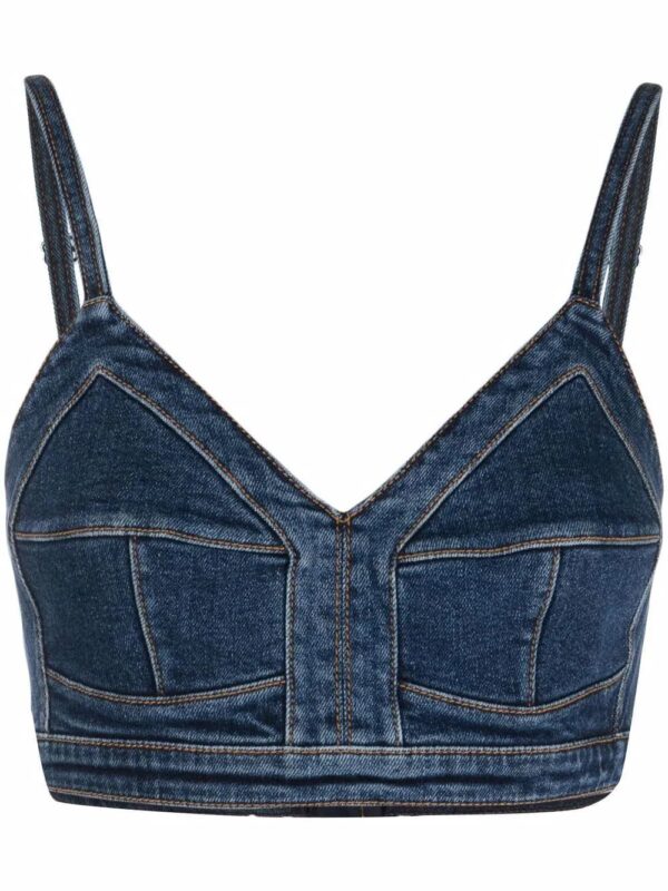 Alexander McQueen  V-neck denim crop top