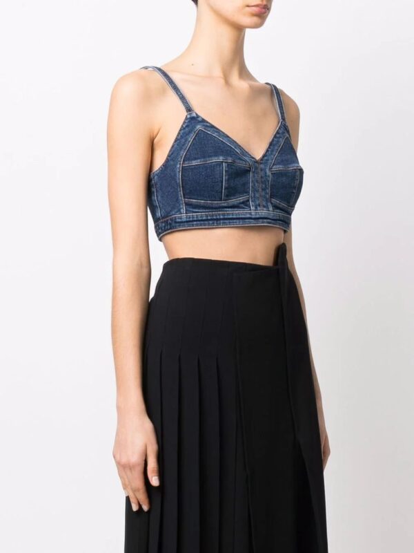 Alexander McQueen  V-neck denim crop top - Image 3