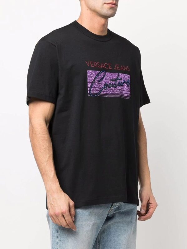 Versace Jeans Couture  logo-print glittered T-shirt - Image 3