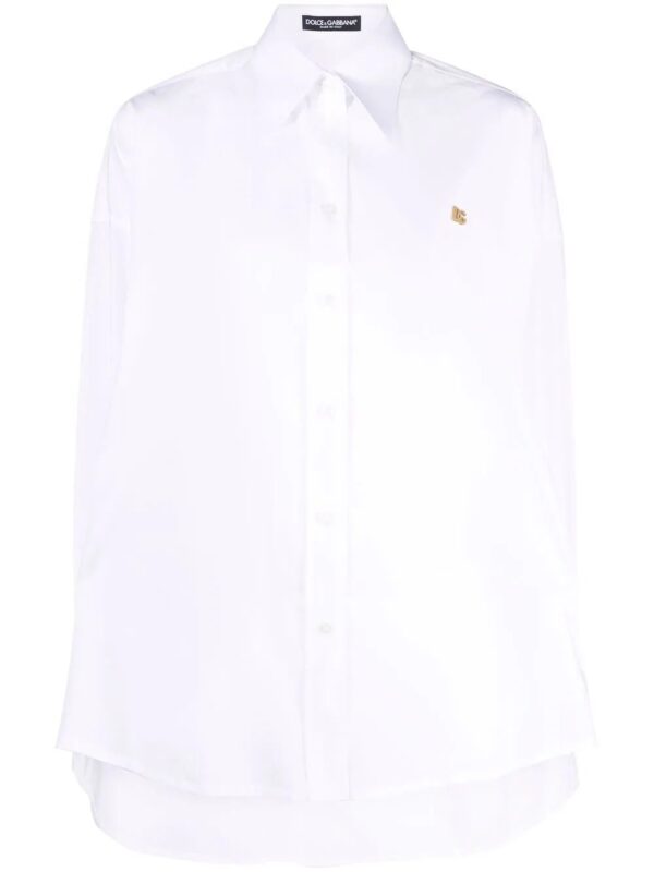 Dolce & Gabbana  logo-plaque oversized cotton shirt