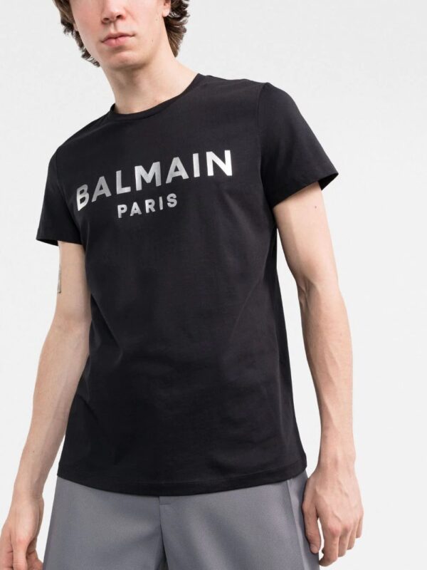 Balmain  metallic logo-print cotton T-shirt - Image 3