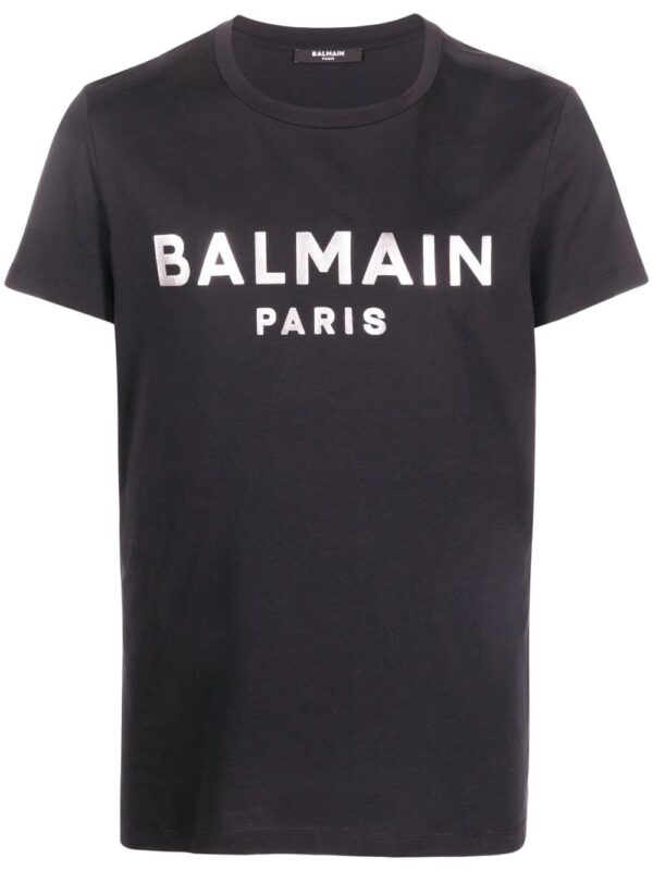 Balmain  metallic logo-print cotton T-shirt