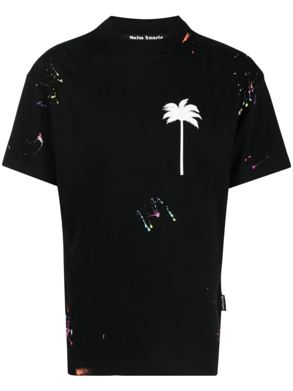 Palm Angels  paint splatter logo-print T-shirt