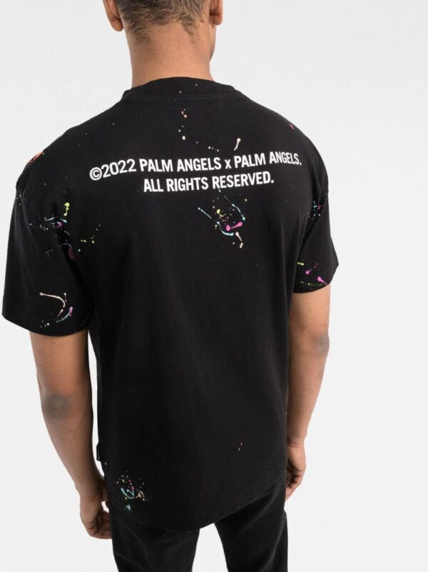 Palm Angels  paint splatter logo-print T-shirt - Image 3