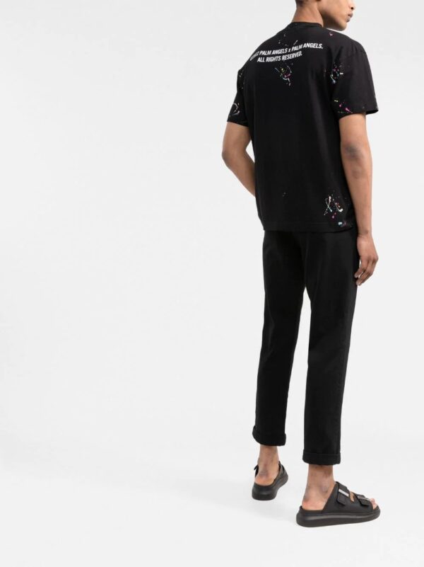 Palm Angels  paint splatter logo-print T-shirt - Image 4