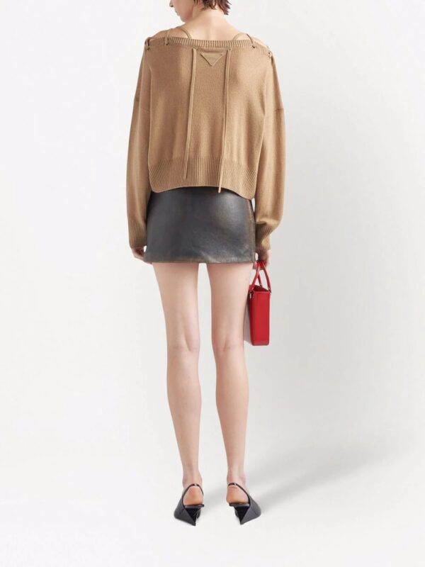Prada  faded-effect leather miniskirt - Image 3