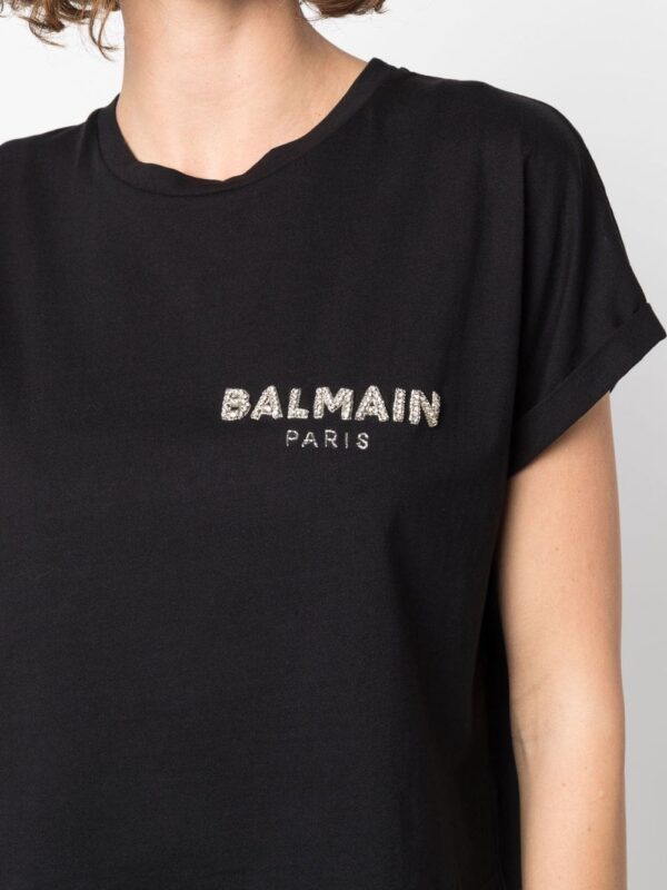 Balmain sequin logo round neck T-shirt - Image 5