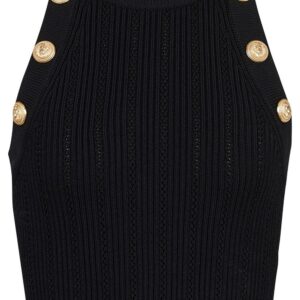 Balmain button-embossed cropped top
