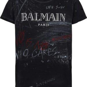 Balmain logo-print slogan T-shirt