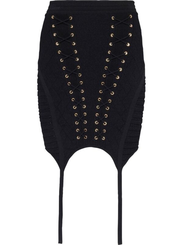 Balmain  lace-up detailed knit skirt