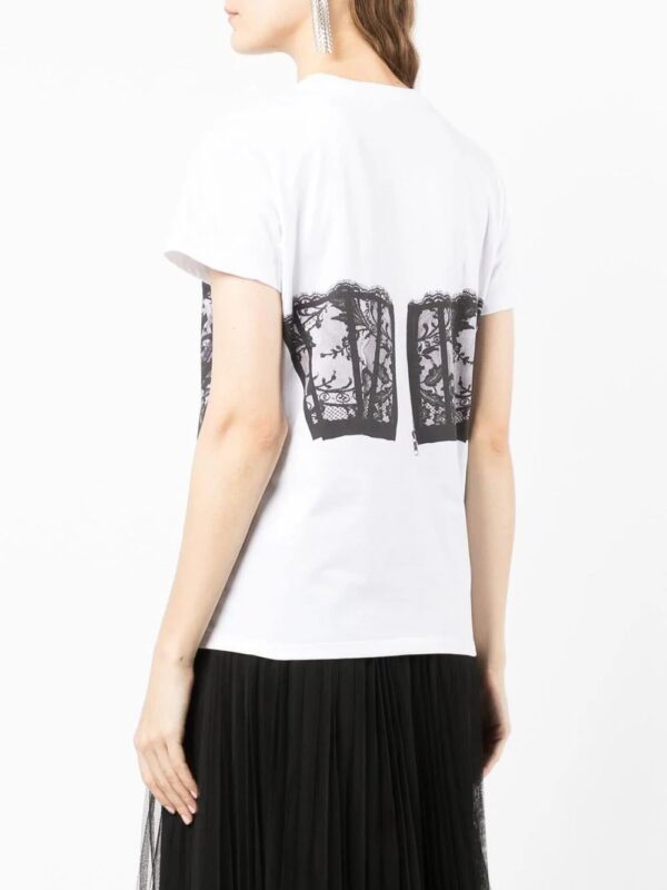 Alexander McQueen  Corset-print cotton T-shirt - Image 4
