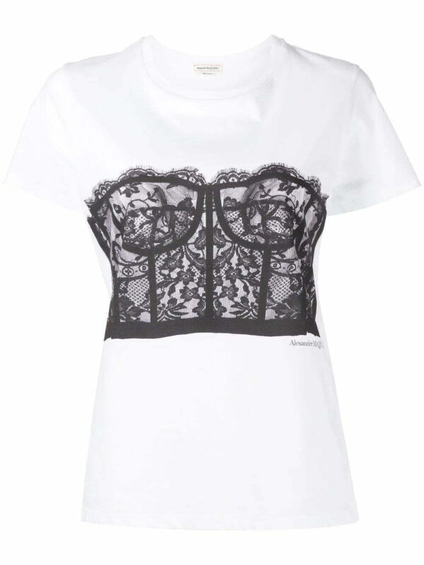 Alexander McQueen  Corset-print cotton T-shirt
