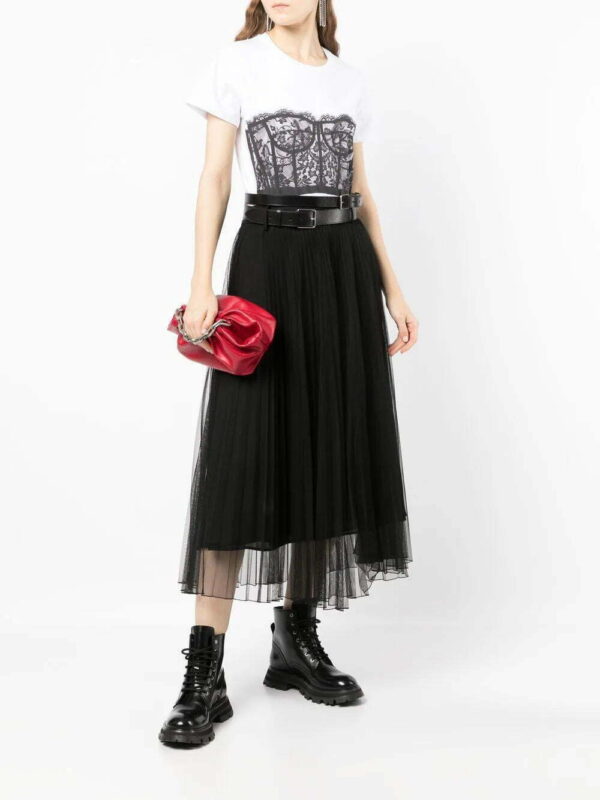 Alexander McQueen  Corset-print cotton T-shirt - Image 2