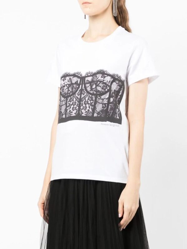 Alexander McQueen  Corset-print cotton T-shirt - Image 3