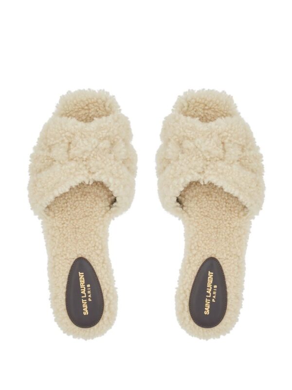 Saint Laurent shearling flat slides - Image 3