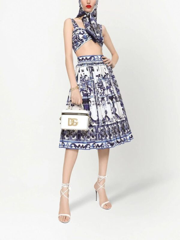 Dolce & Gabbana  Majolica-print pleated A-line midi skirt - Image 2