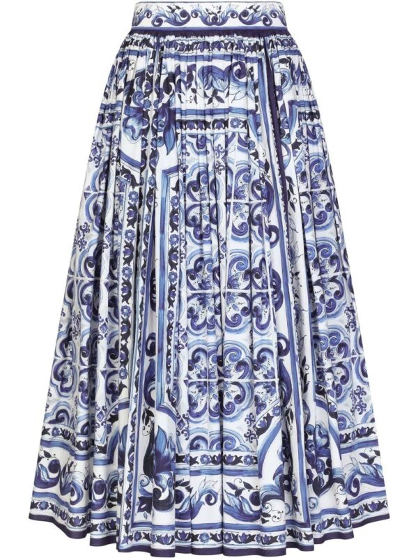 Dolce & Gabbana  Majolica-print pleated maxi skirt