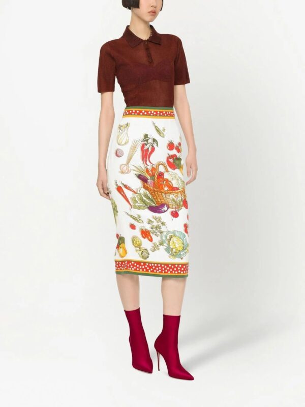 Dolce & Gabbana  vegetable-print pencil skirt - Image 4