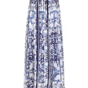 Dolce & Gabbana  Majolica-print silk floor-length skirt