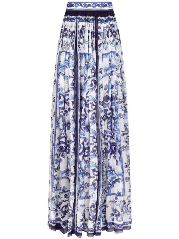 Dolce & Gabbana  Majolica-print silk floor-length skirt