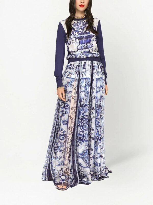 Dolce & Gabbana  Majolica-print silk floor-length skirt - Image 3