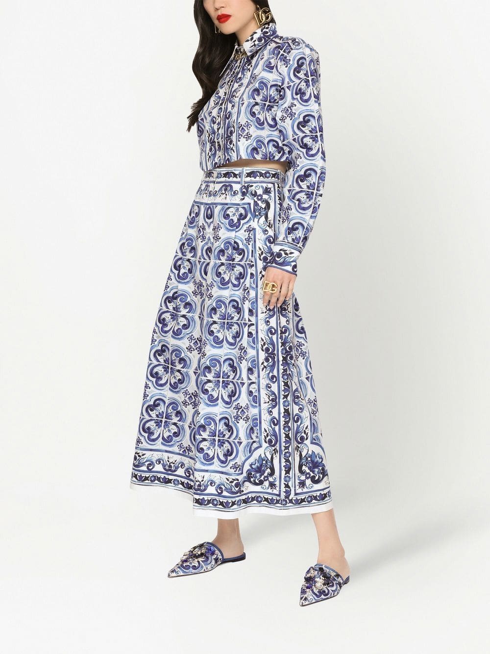 Dolce & Gabbana Majolica-print cropped shirt - Image 3