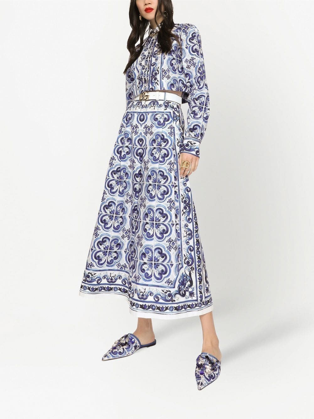 Dolce & Gabbana Majolica-print cropped shirt - Image 2