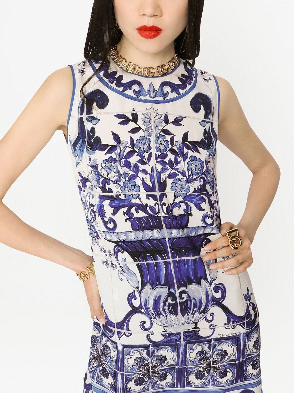 Dolce & Gabbana Majolica-print longline tank top - Image 5