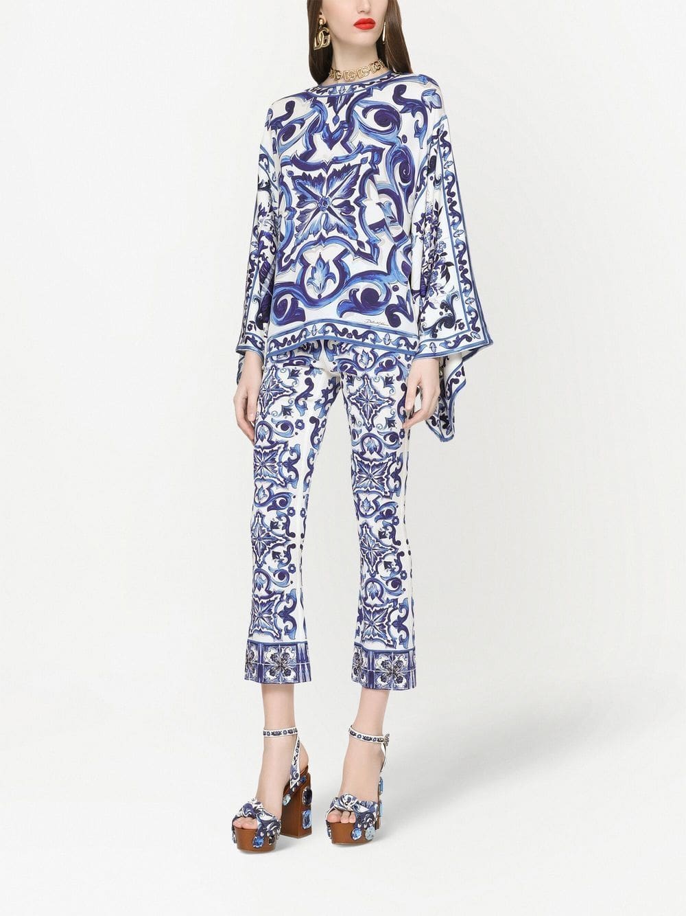 Dolce & Gabbana Majolica-print silk blouse - Image 3