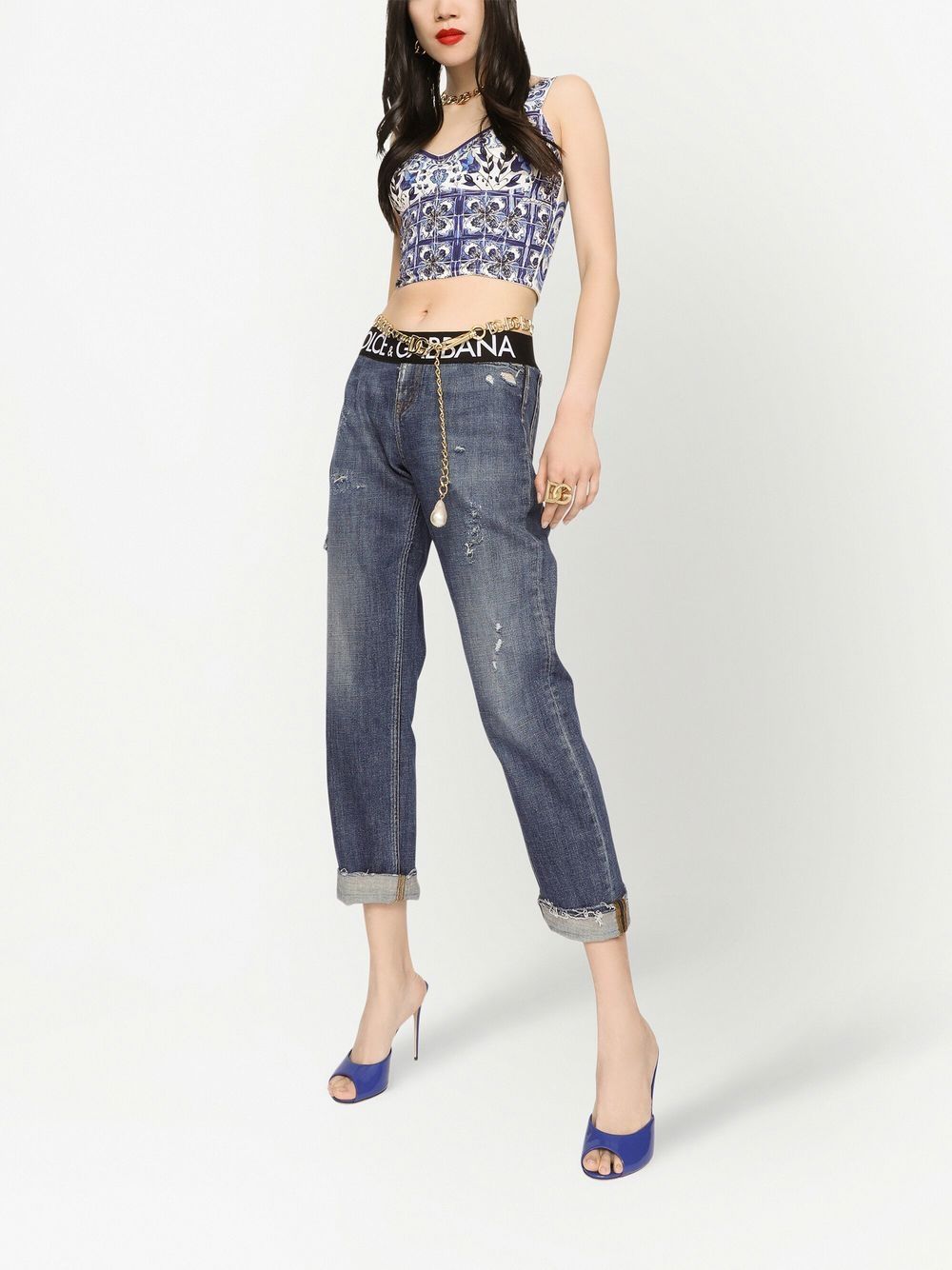 Dolce & Gabbana Majolica-print corset top - Image 2