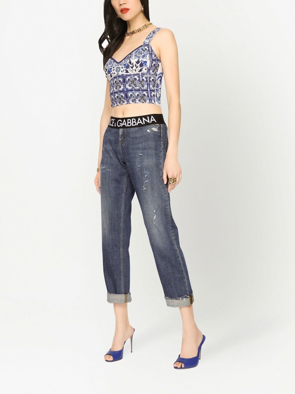 Dolce & Gabbana Majolica-print corset top - Image 3