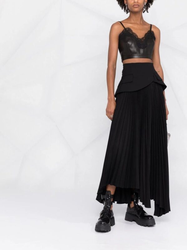 Alexander McQueen  cropped lace-trim leather top - Image 2