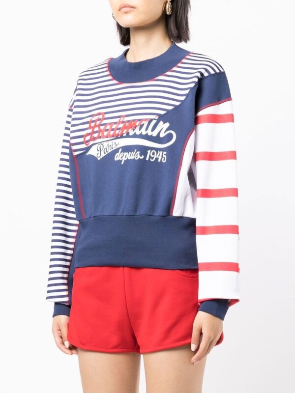 Balmain logo-print striped sweatshirt - Image 3