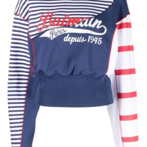 Balmain logo-print striped sweatshirt
