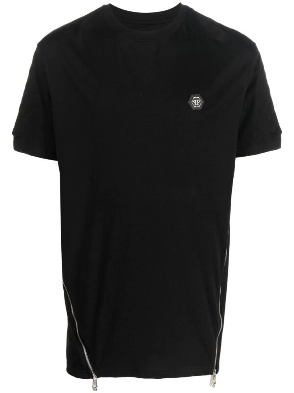 Philipp Plein  zippered logo-patch T-shirt
