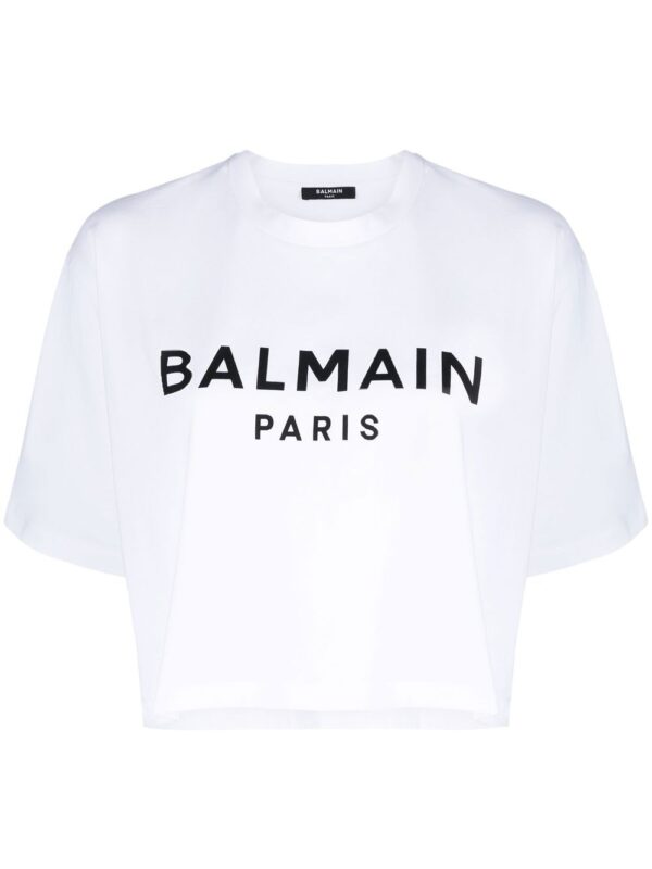 Balmain cropped logo-print T-shirt