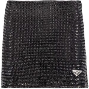 Prada  rhinestone-embellished mesh miniskirt