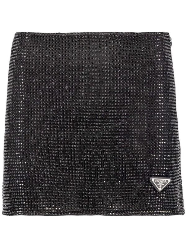 Prada  rhinestone-embellished mesh miniskirt
