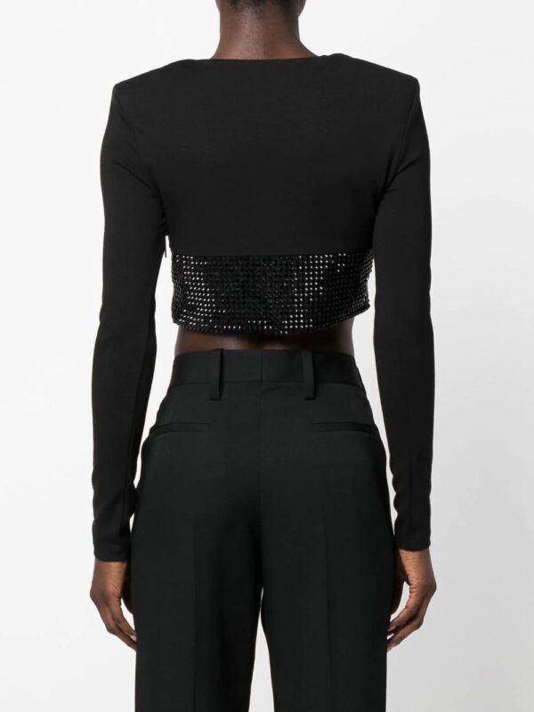 Philipp Plein  crystal-embellished cropped long-sleeved top - Image 4