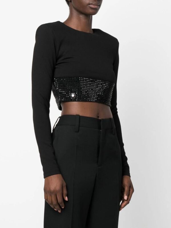 Philipp Plein  crystal-embellished cropped long-sleeved top - Image 3