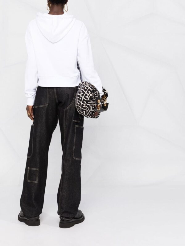 Balmain logo-print cropped hoodie - Image 4