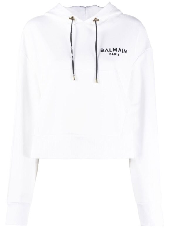 Balmain logo-print cropped hoodie