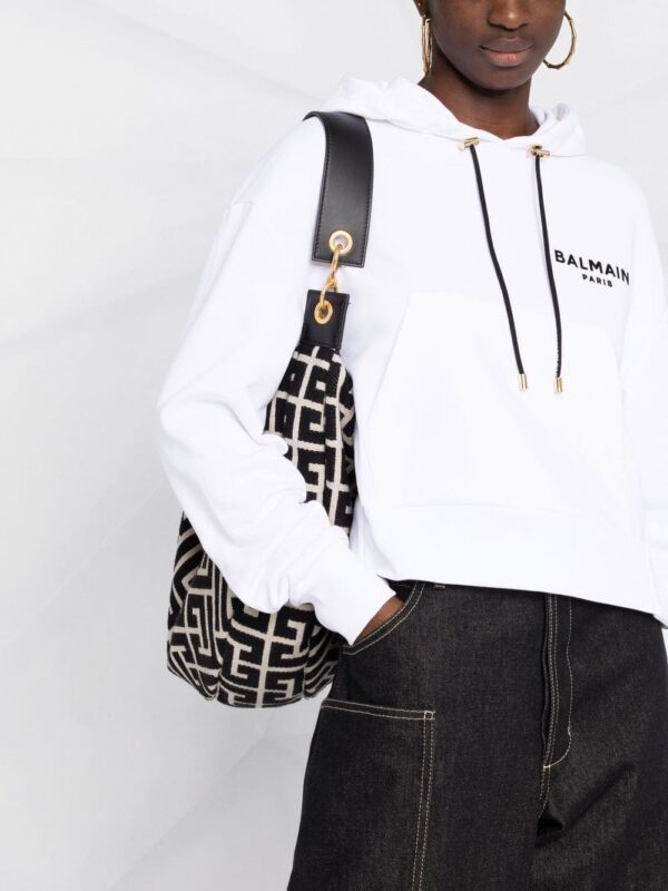 Balmain logo-print cropped hoodie - Image 5